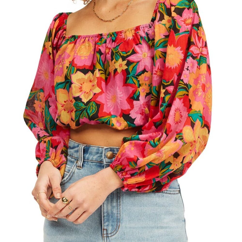 Billabong X Sincerely Jules Sun Daze Floral Crop Top In Multi